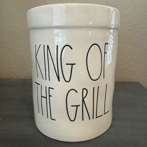 White Ceramic King of the Grill Canister